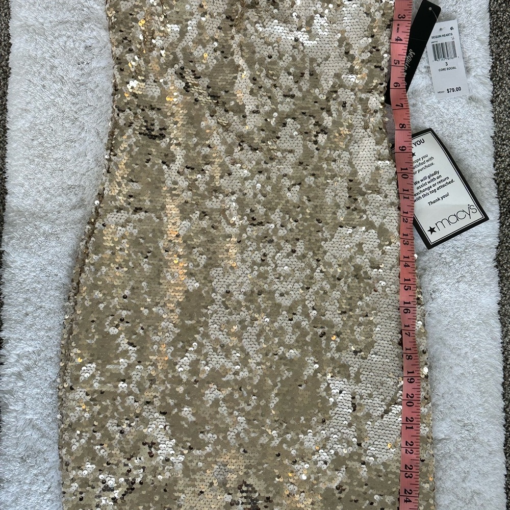 Gold Sequin Dress - Sequin Hearts - size 3